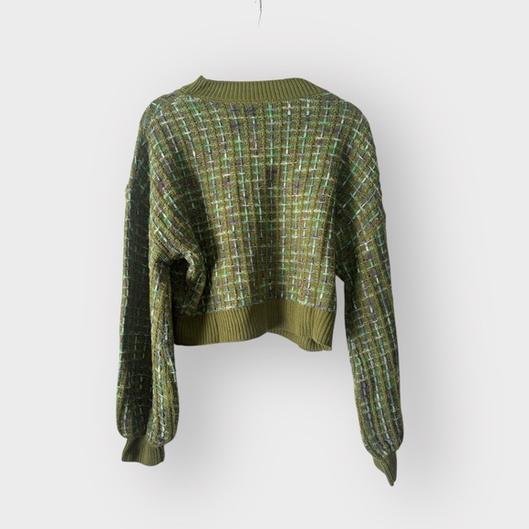 NEW Cupshe Rainbow Stitching Drop Sleeve Semi-cropped Sweater Size Small - Picture 10 of 11